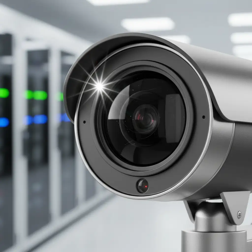 Security camera lens close-up